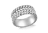 Stering Silver Herringbone Patterned Ring