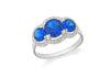 Sterling Silver Rhodium Plated Triple Blue and White Zirconia  Graduated Ring