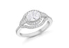 Sterling Silver Rhodium Plated Zirconia  Eye Cluster Ring