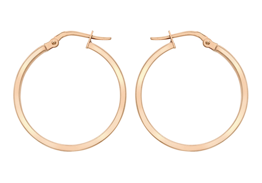 Sterling Silver Rose Gold Plated Square Tube Creole Earrings