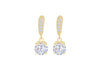 Sterling Silver Yellow Gold Plated Round Zirconia Earrings