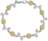 9ct White Gold 1.00ct Diamond Flowers & Leaf Bracelet