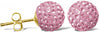 9ct Yellow Gold Pink Crystalique Ball Stud Earrings