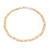 Sterling Silver 3-Tone Gold Plated 3-Plait Herringbone Necklace